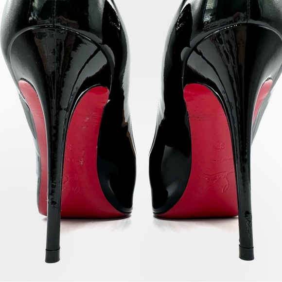 Christian Louboutin Very Prive 100 Patent Black Leather Platform Pump Heels - Picture 7 of 13